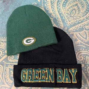 NFL Green Bay Packers Logo Heart Earrings and two hat bundle!